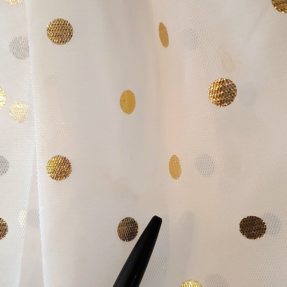 12mo Fluffy Gold Polka Dot Dress with Removable Furry Shawl - Picture 9 of 13